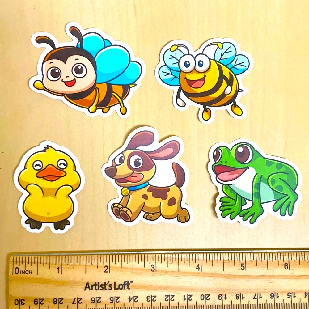 10/$10 or $1 BUNDLE: 5 WATERPROOF Extra Happy Animal Stickers 😺 🐦